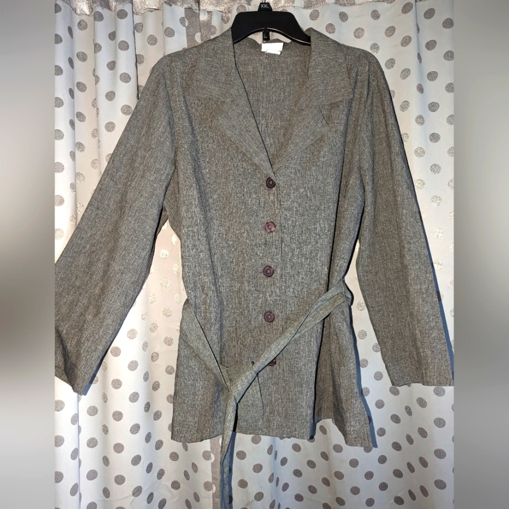 JACLYN SMITH Gray Tied Button Down Vintage Top XL